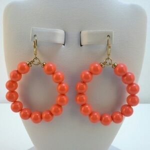 Orange Hoop Beaded Earrings
